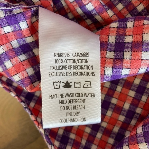 ROBERT GRAHAM Purple Pink Checkered Cotton Mens XL Long Sleeve Shirt w/Contrast - Picture 9 of 11